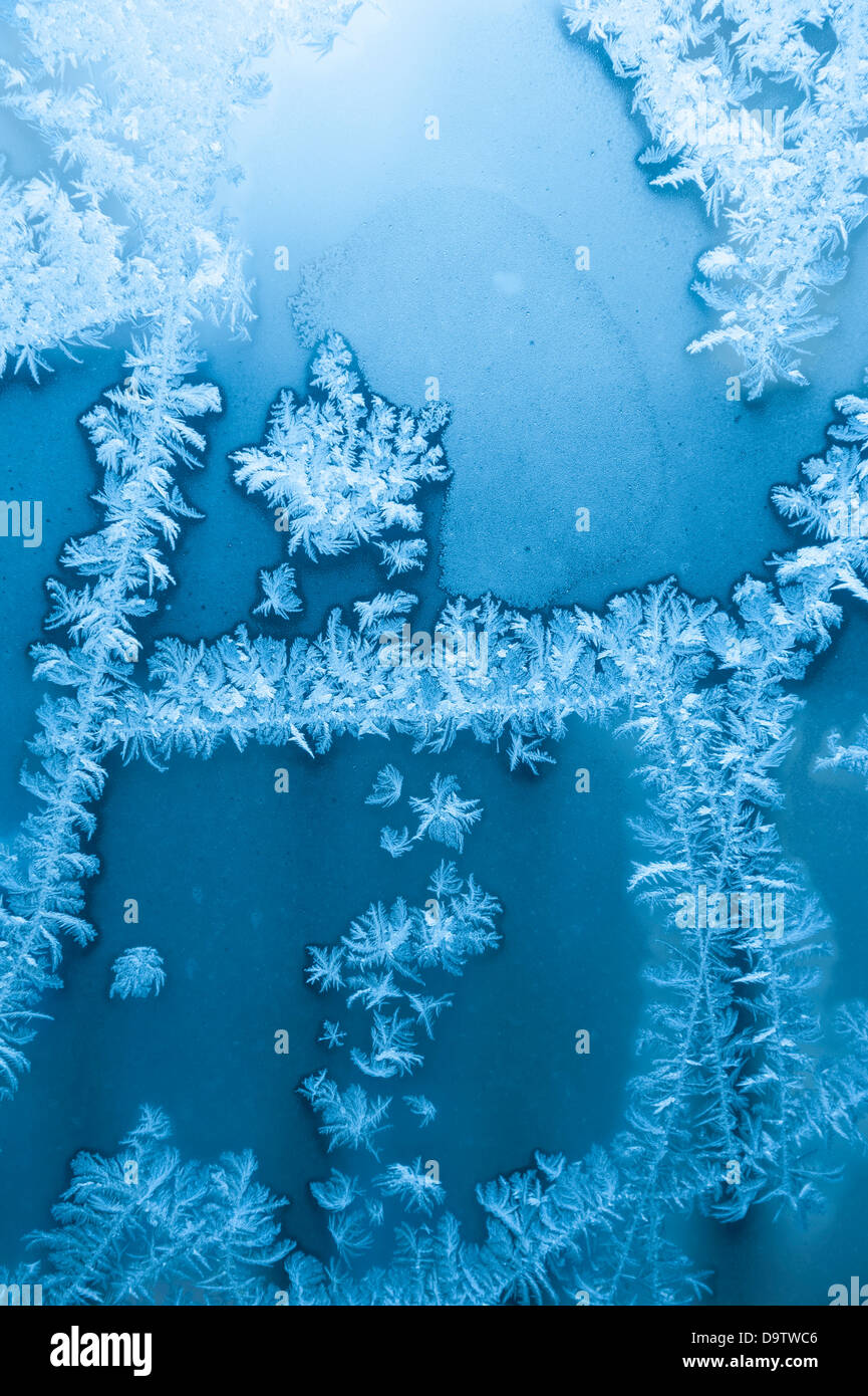 Abstract Textures & Patterns of Winter Frost on Glass Window Stock ...