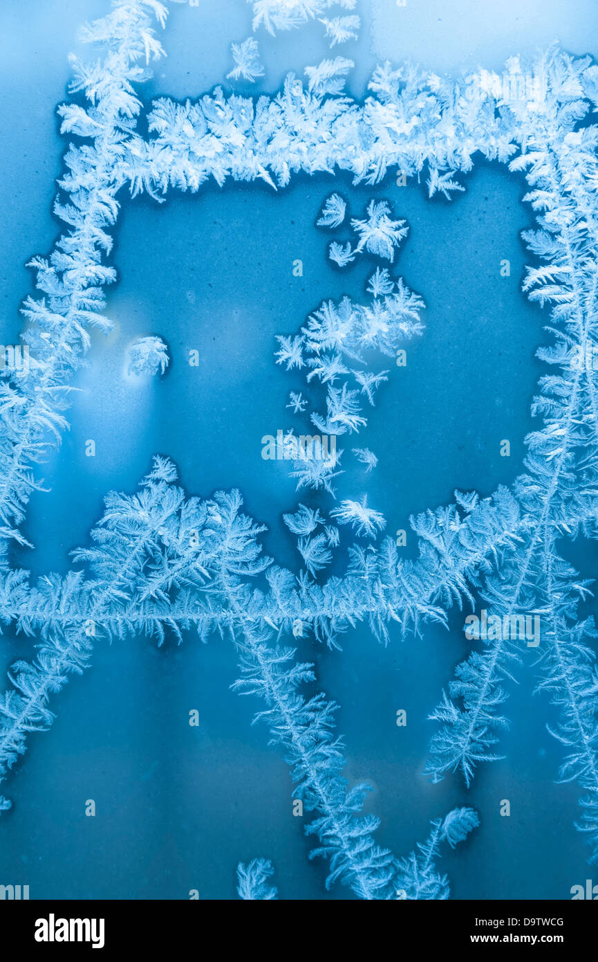 Abstract Textures & Patterns of Winter Frost on Glass Window Stock ...