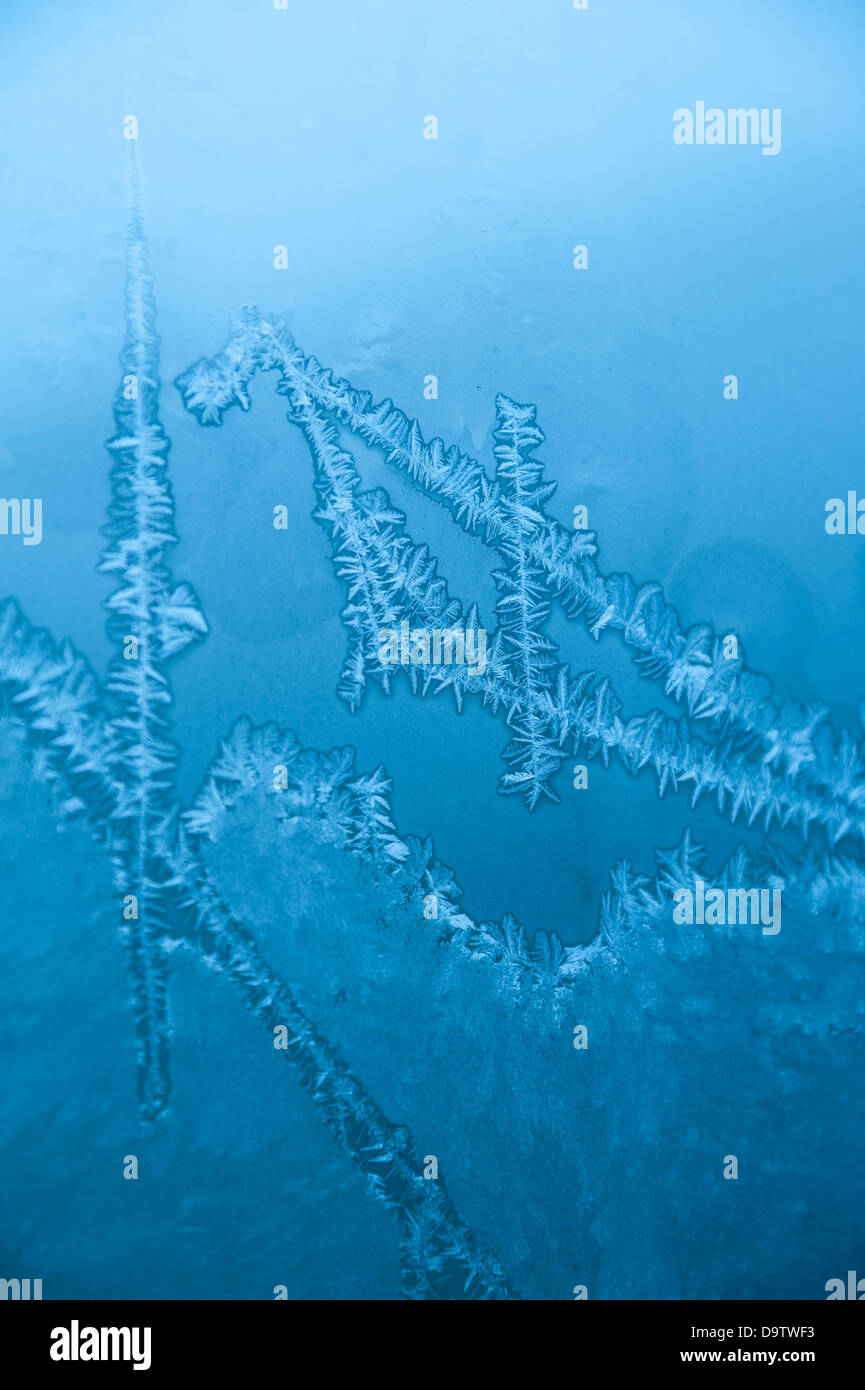 Abstract Textures & Patterns of Winter Frost on Glass Window Stock ...