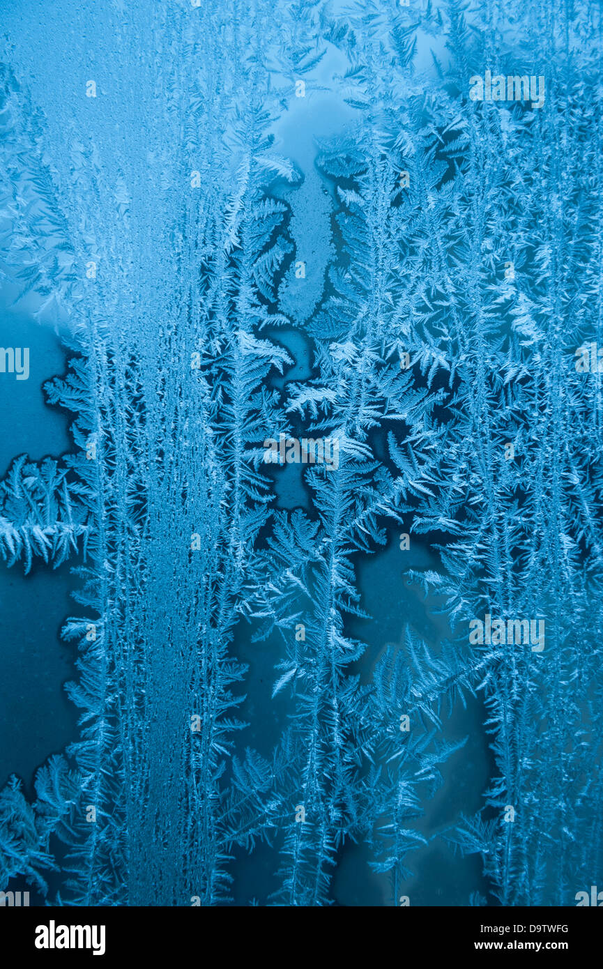 Abstract Textures & Patterns of Winter Frost on Glass Window Stock ...