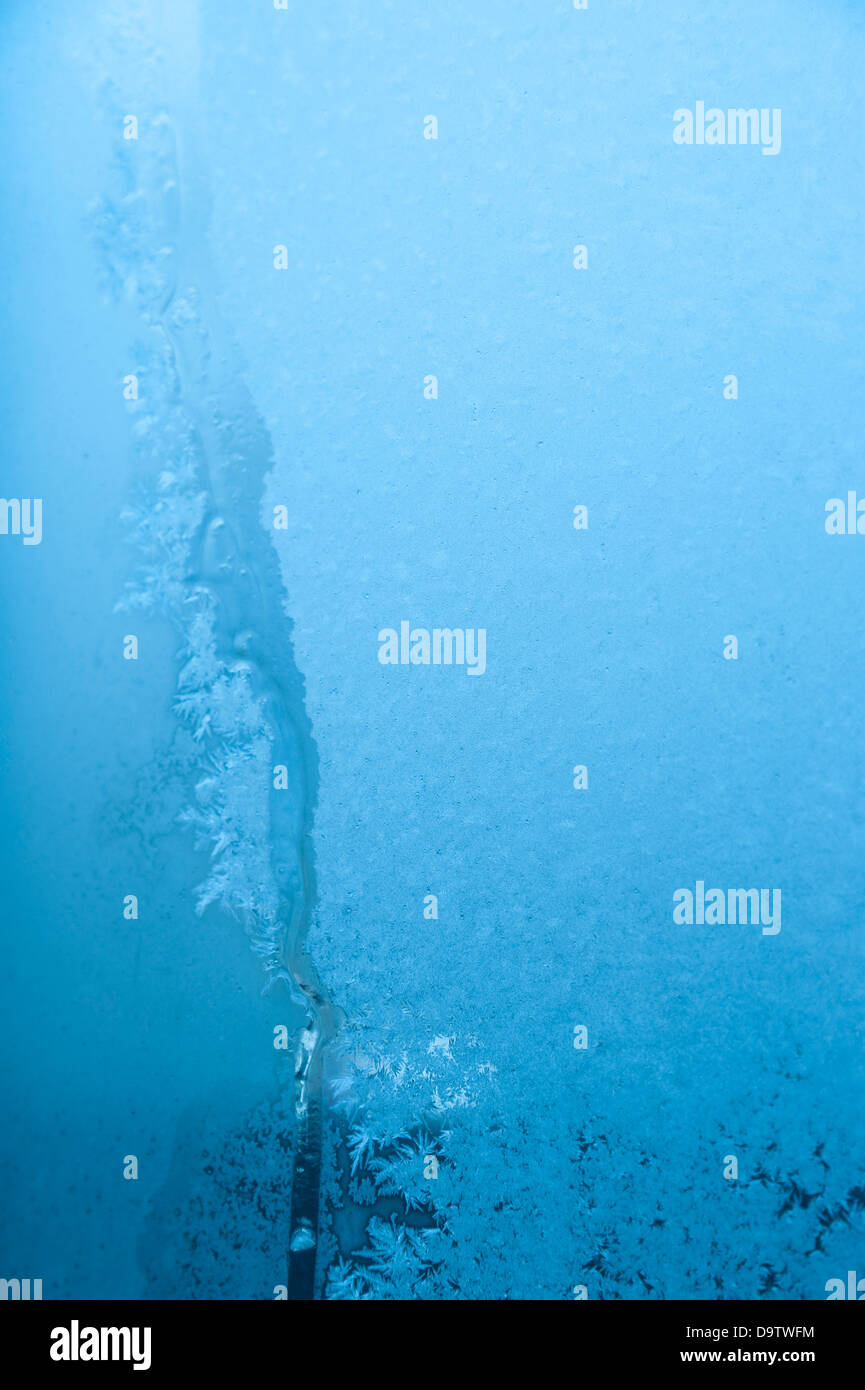 Abstract Textures & Patterns of Winter Frost on Glass Window Stock ...
