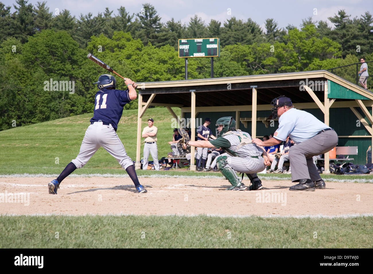 High school batter for Shrewsbury Colonials plays against Nashoba