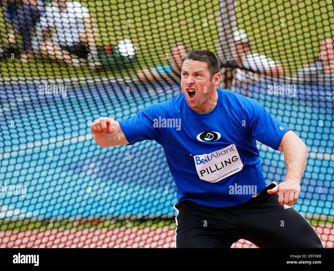 Reaction from discus thrower John Pilling at the Canadian Track & Field