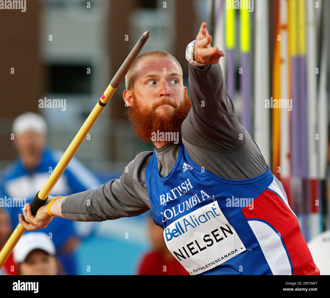 Javelin thrower Kyle Nielsen shows his winning form at the Canadian