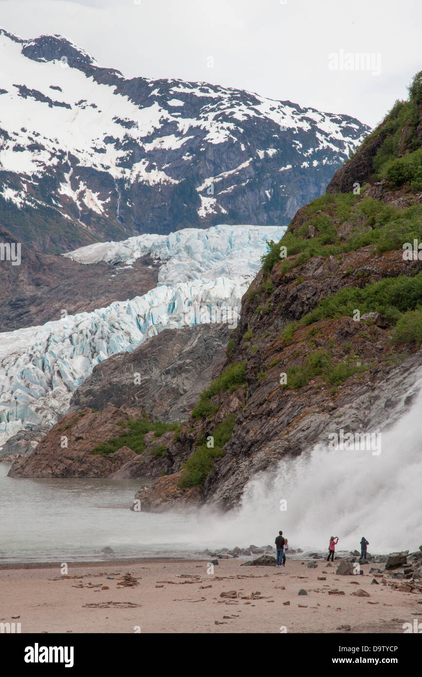 USA, Alaska, Juneau, Gold Creek Falls at Mendenhall Glacier Stock Photo