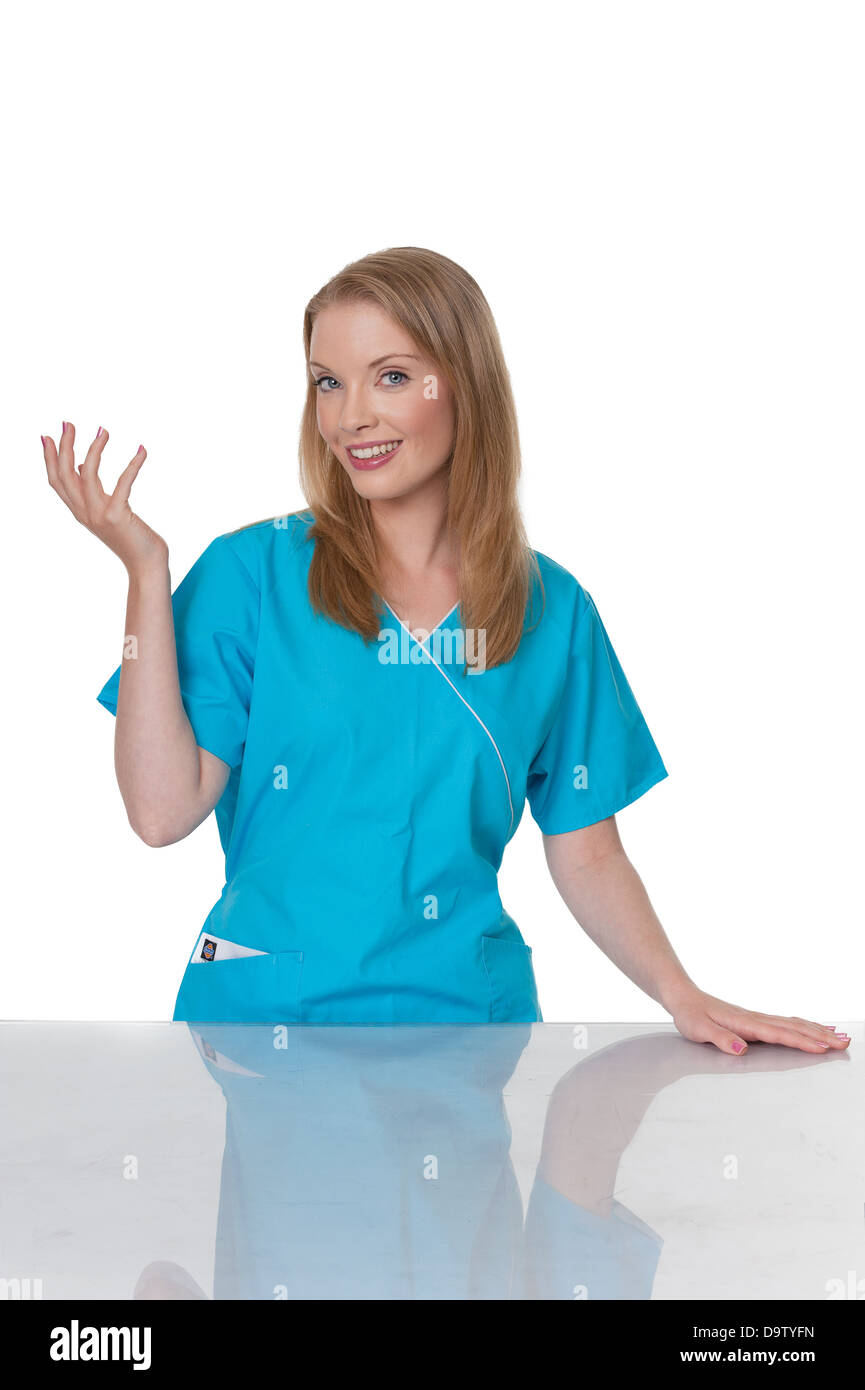 Woman in blue medical scrubs hi-res stock photography and images - Alamy