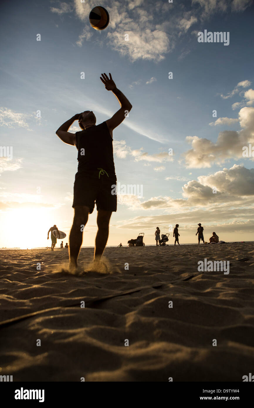 Man playing beach volleyball on the beach, Costa Rica Stock Photo Alamy