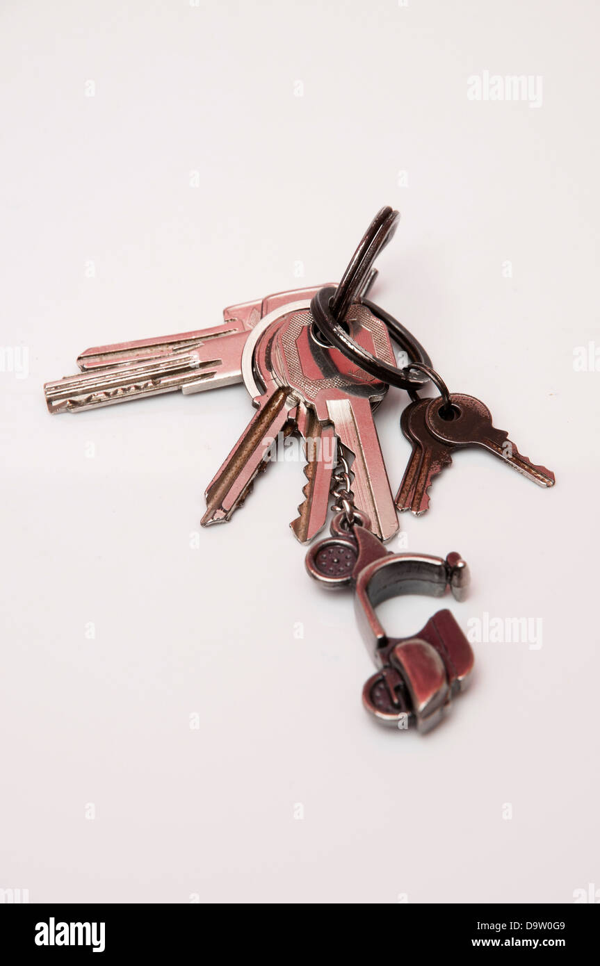 Door keys on a white background Stock Photo