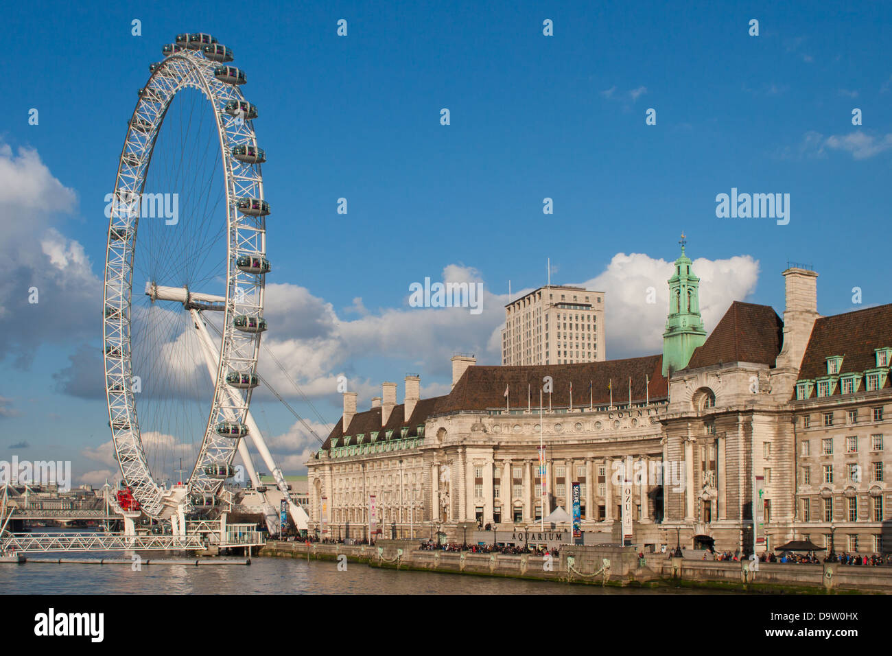 The London Eye alongside County Hall Stock Photo - Alamy