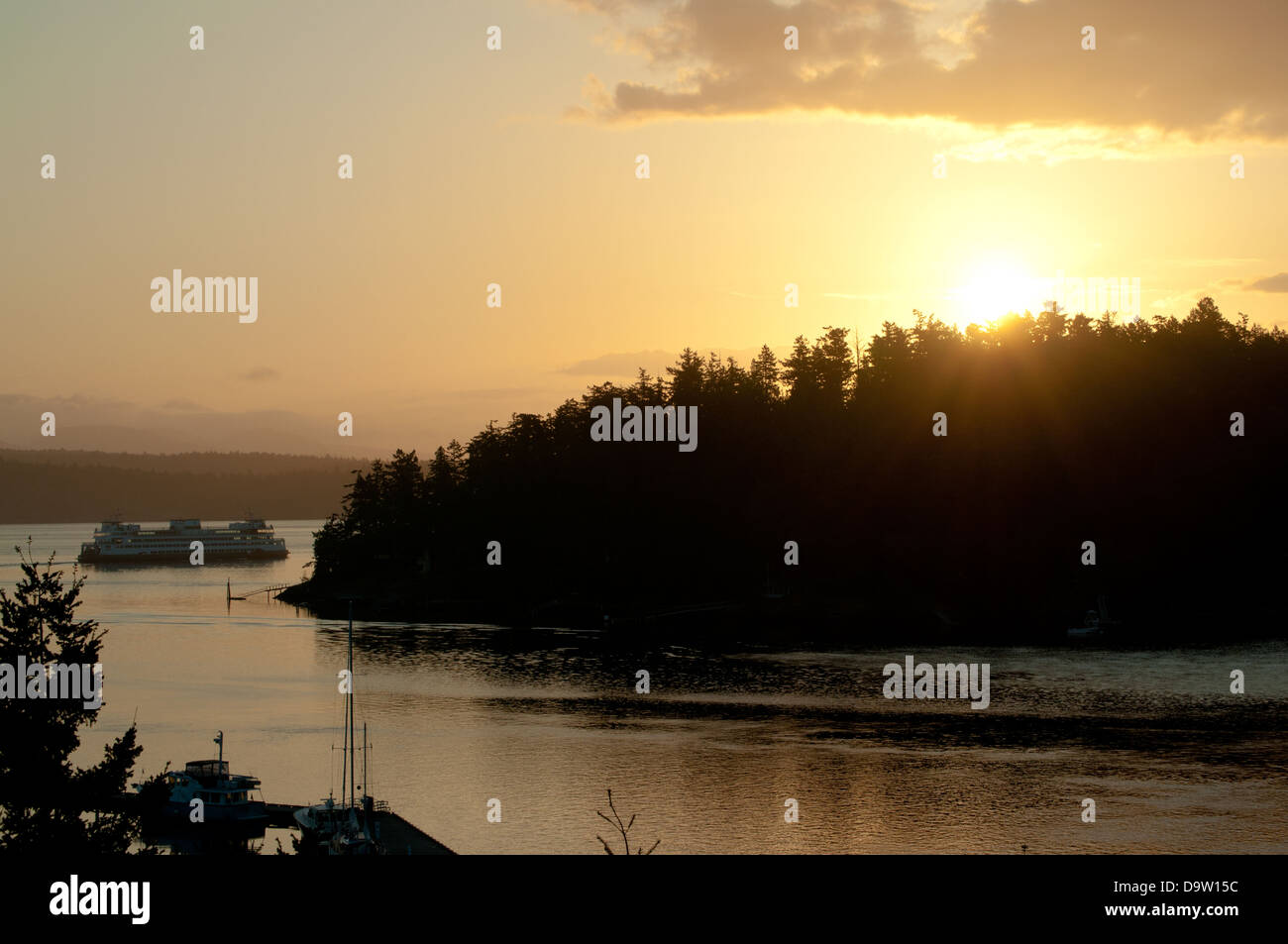 Washington State Ferry leaving Friday Harbor on San Juan Island
