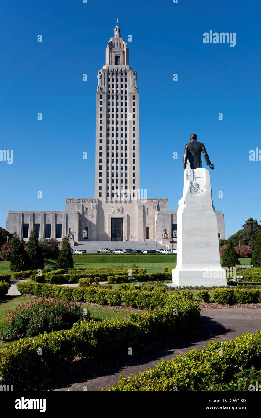 Louisiana State Capitol Building with The Governer Hury Long Statue