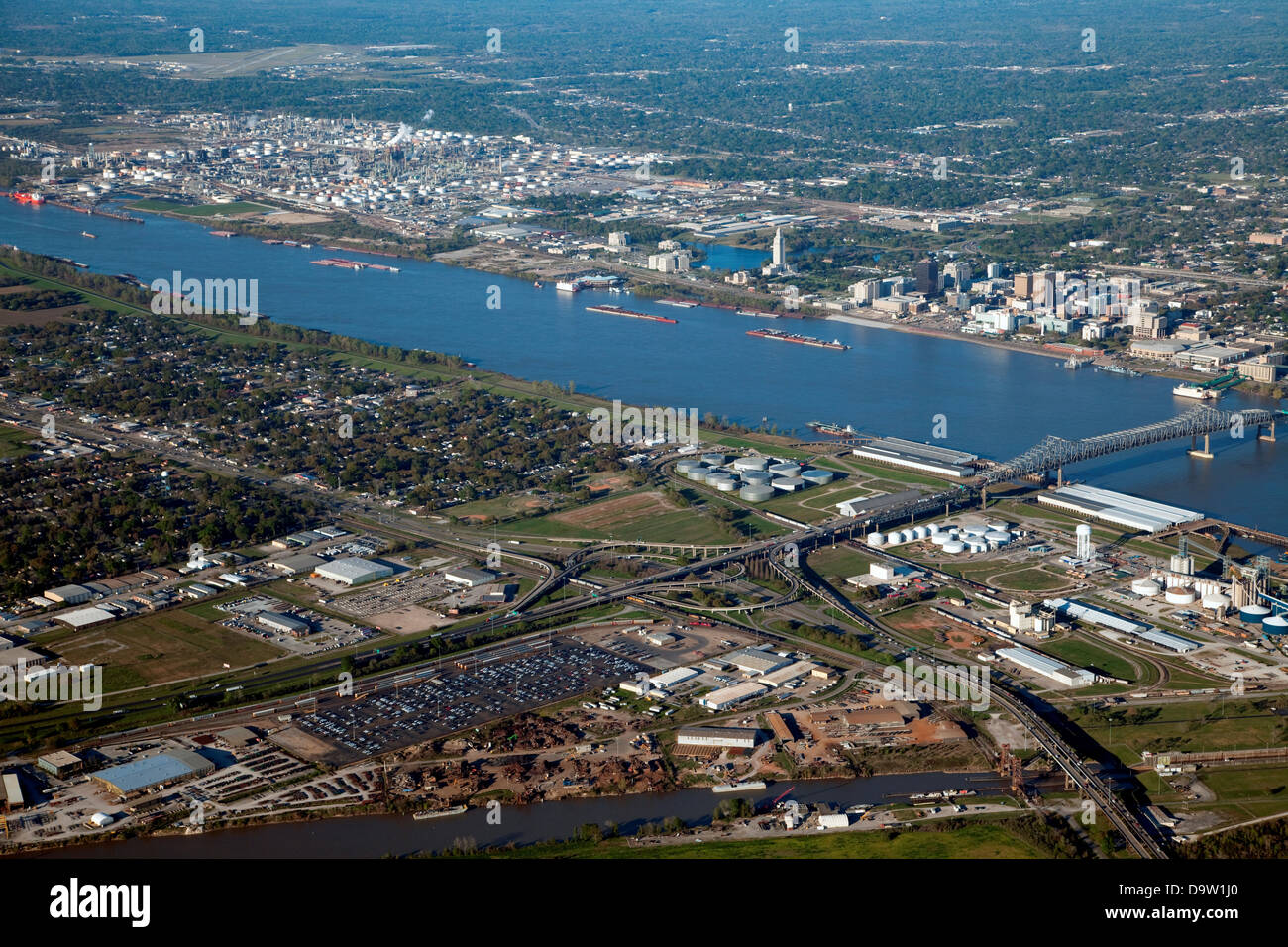 Aerial of Baton Rouge, Louisiana Skyline Stock Photo