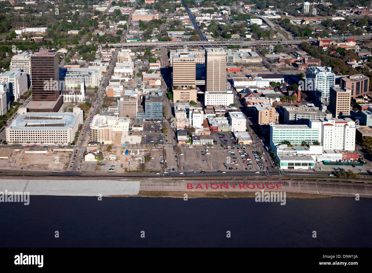 Aerial of Downtown Baton Rouge, Louisiana Stock Photo
