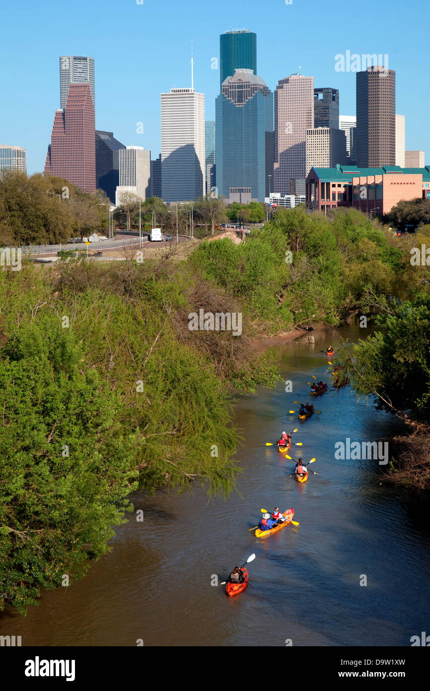 Kayaking on the Buffalo Bayou near Downtown Houston Stock Photo Alamy