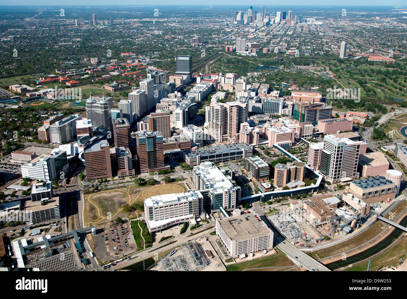 Above the Texas Medical Center south of Downtown Houston Texas Stock Photo - Alamy