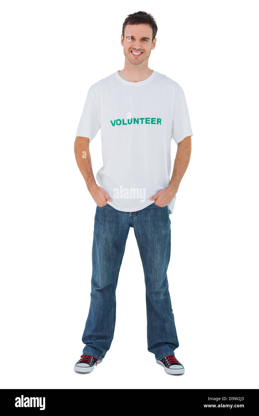 Attractive man wearing volunteer tshirt Stock Photo