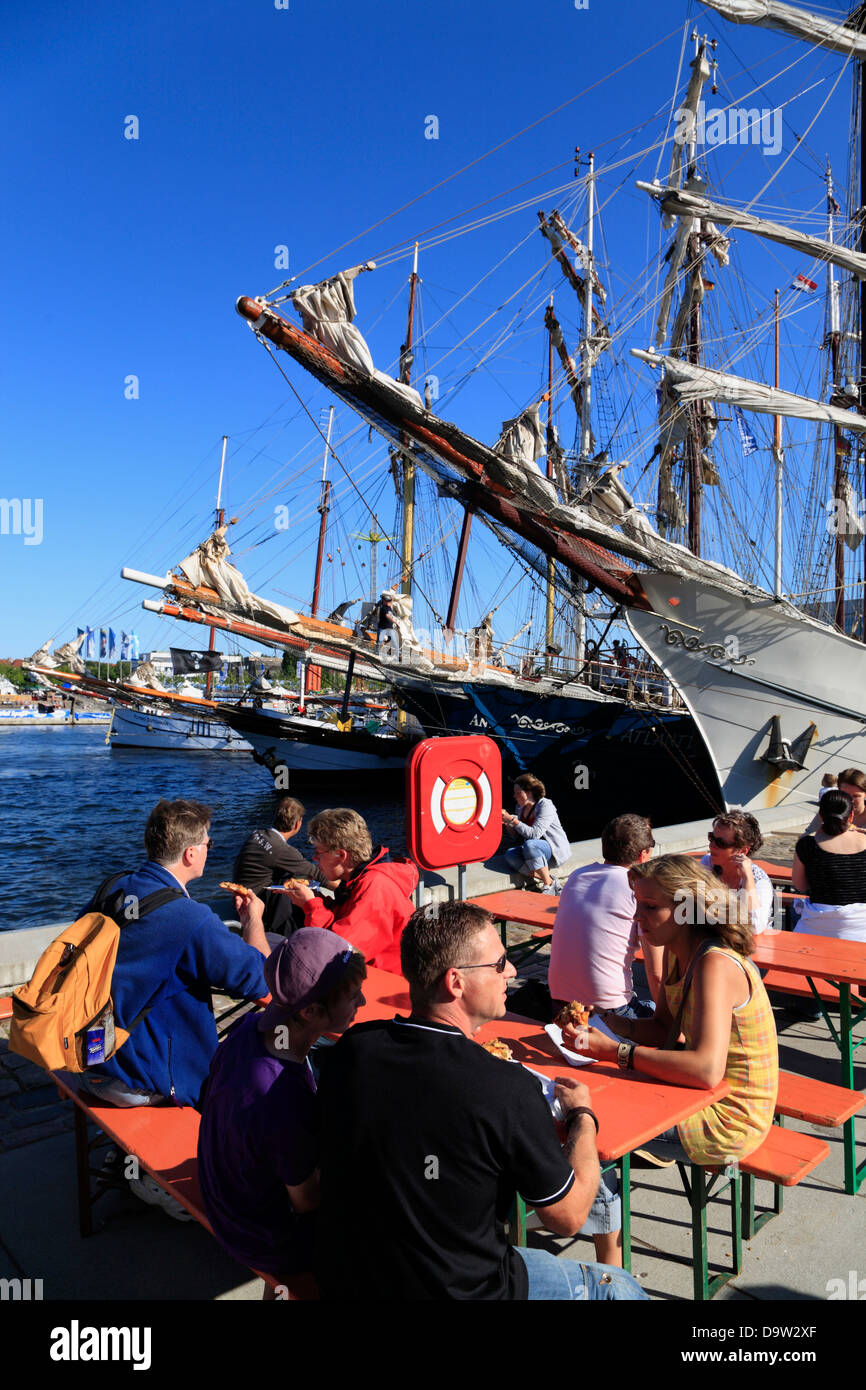 Visitors at Kiel Week, Kiel harbor, Schleswig-Holstein, Germany, Europe Stock Photo