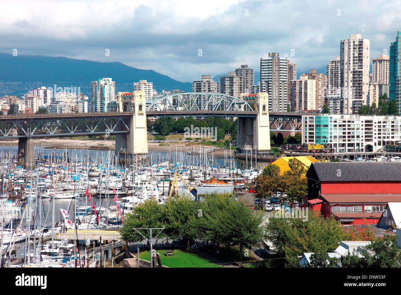 Burrard Street bridge & Granville Island along the False Creek Inlet in ...
