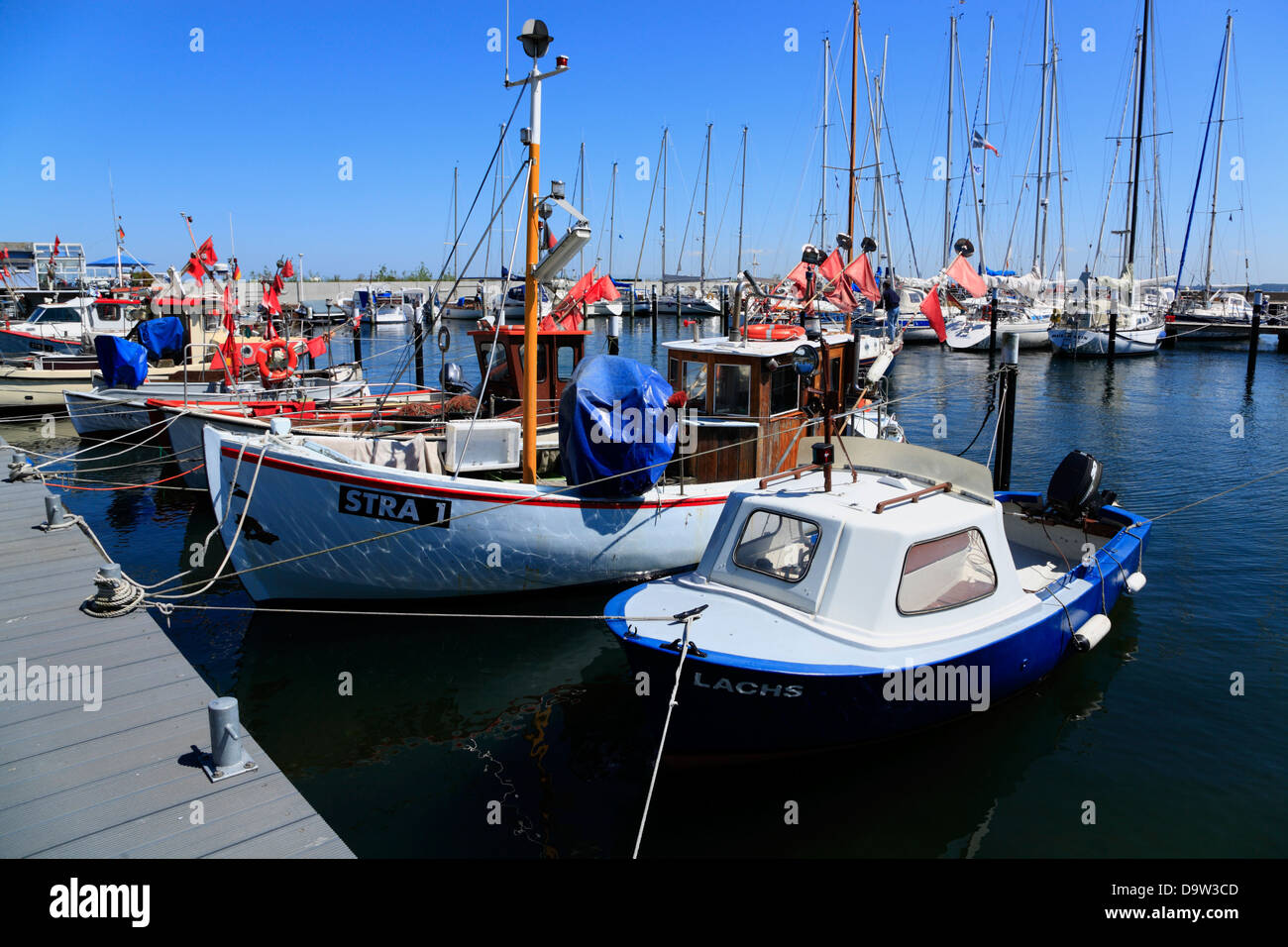 Fishing boats at Strande, Kiel Bay, Schleswig-Holstein, Germany, Europe Stock Photo