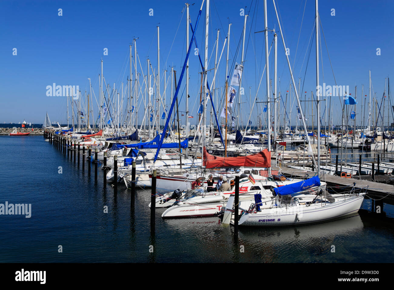 Sailing boats, Olympia-harbor, Kiel-Schilksee, Schleswig-Holstein, Germany, Europe Stock Photo