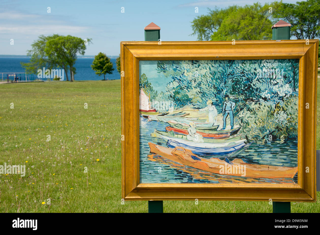 Michigan, Mackinac Island. Art in the Park, reproduction of "Banks of