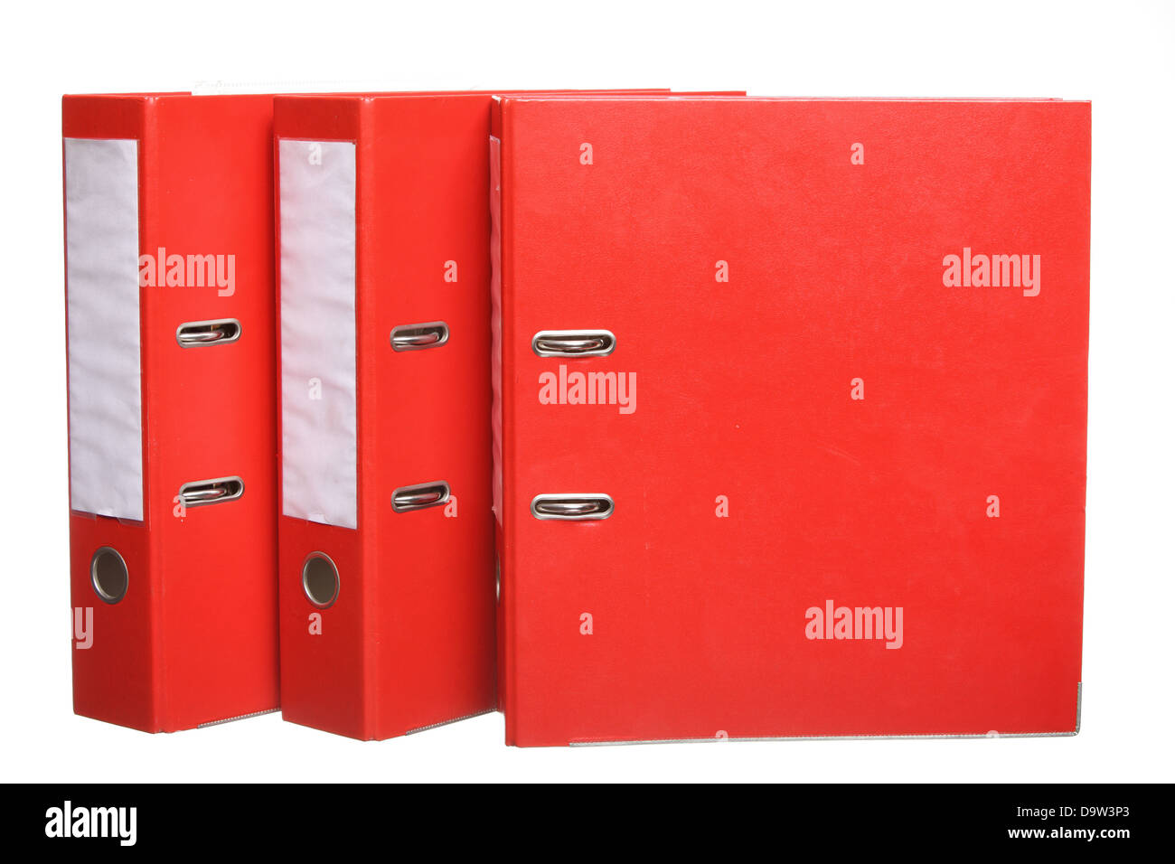 Red file folders archive isolated on white background Stock Photo