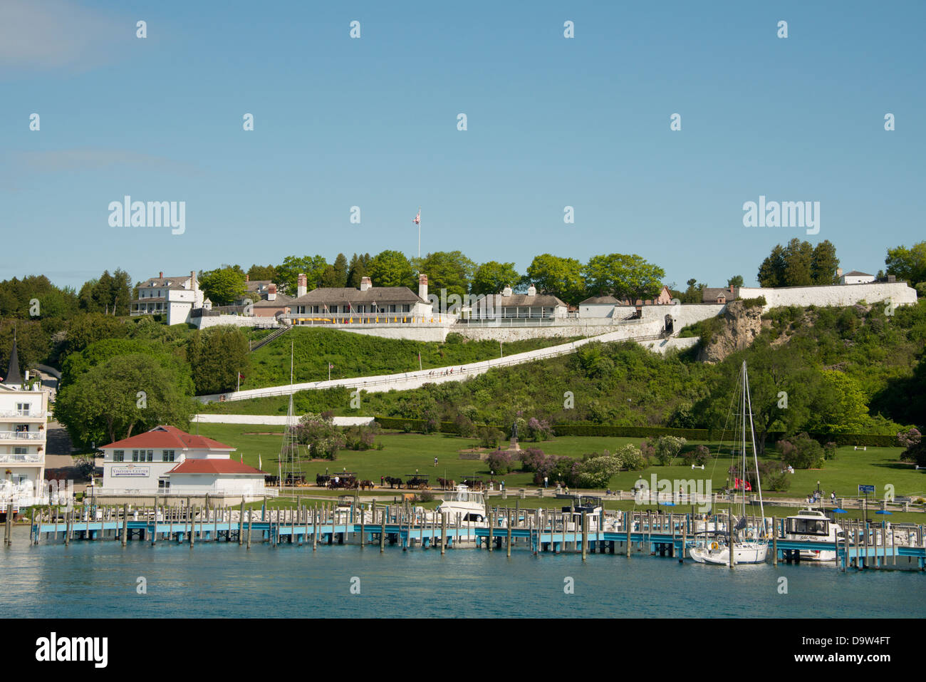 Michigan, Lake Huron, Mackinac Island. Haldimand Bay view with the