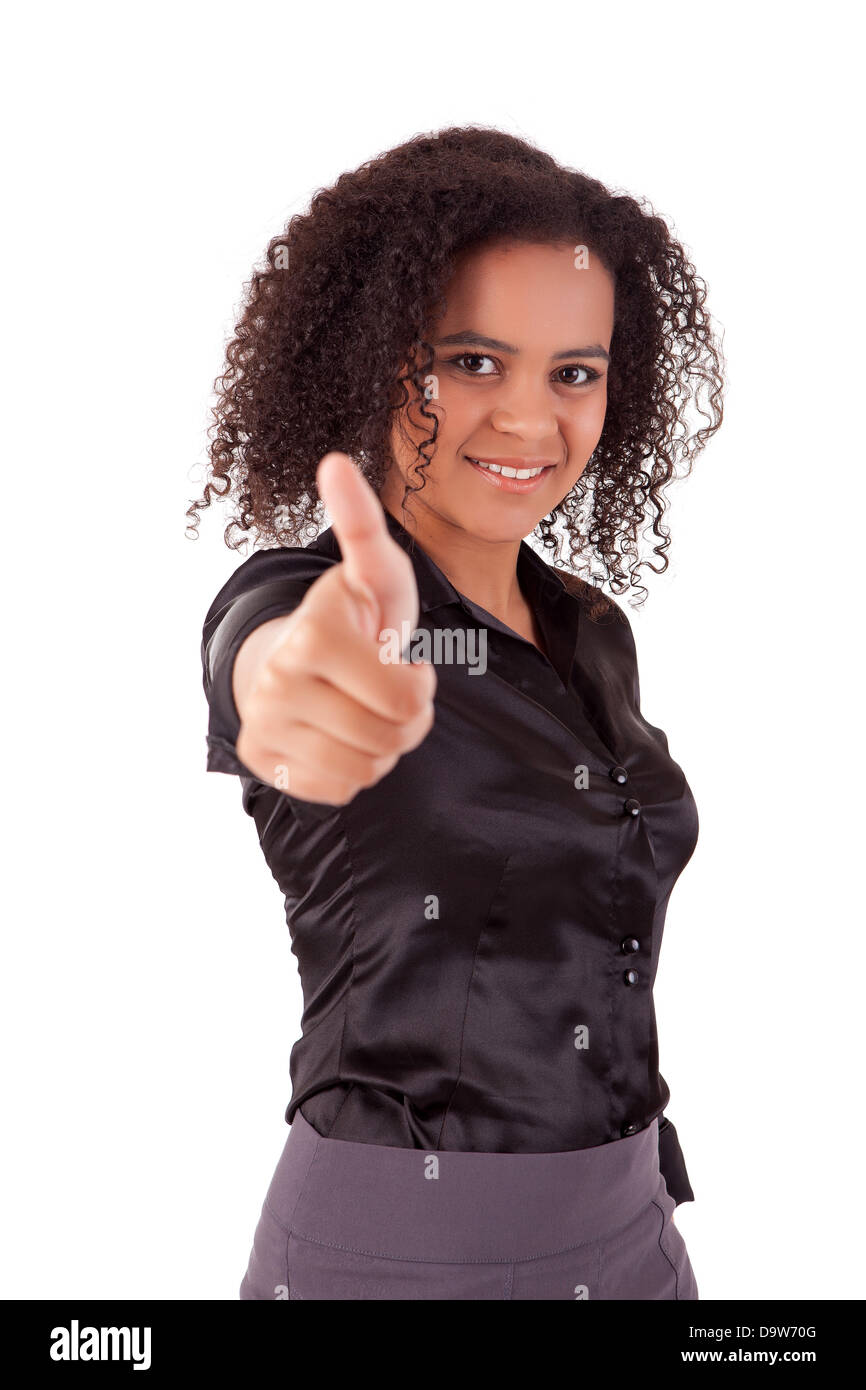 Business woman showing thumb up Stock Photo - Alamy