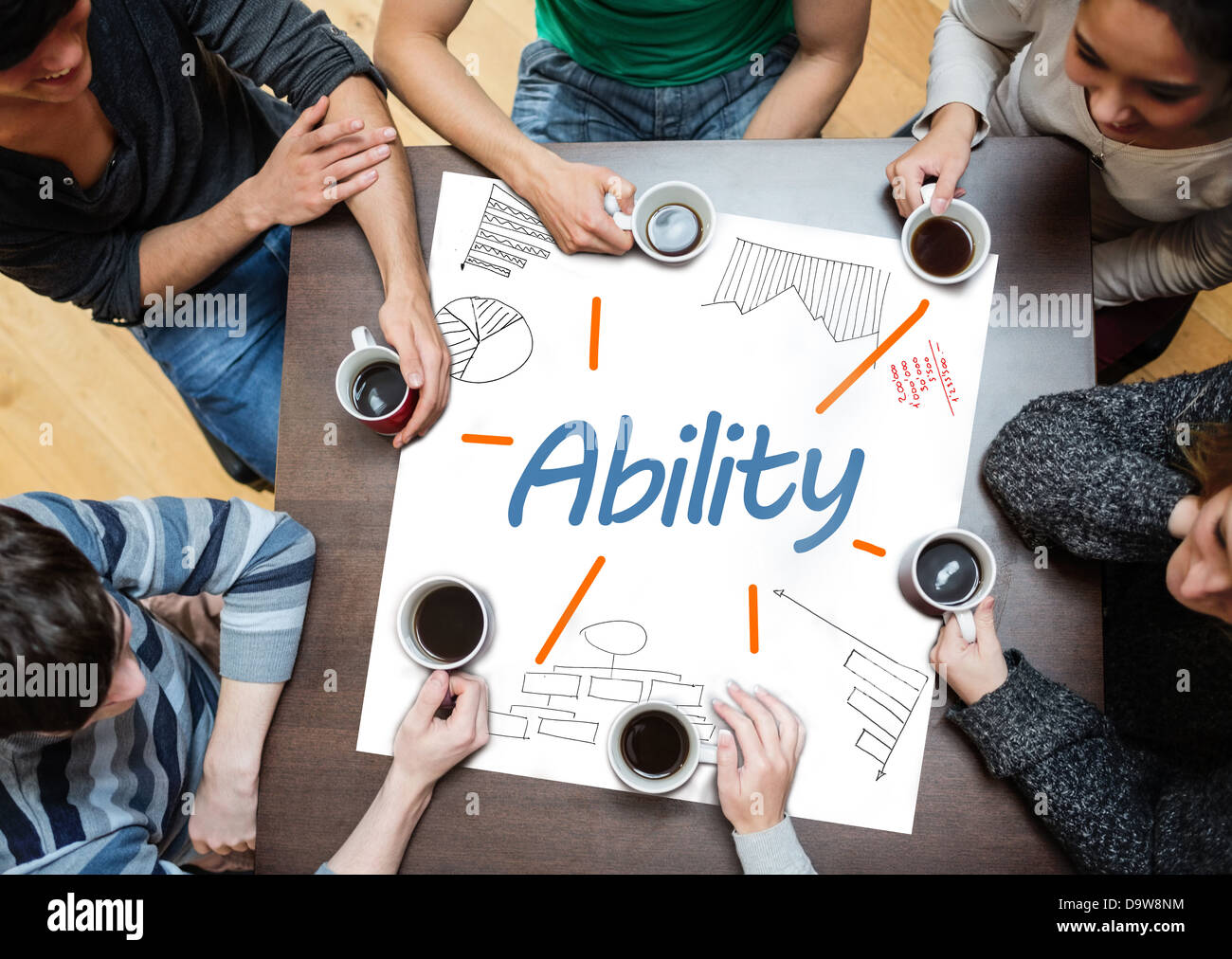 Ability written on a poster with drawings of charts Stock Photo