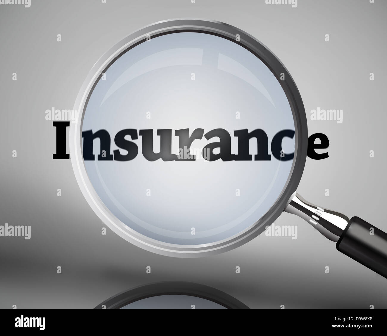 Magnifying glass showing insurance word Stock Photo