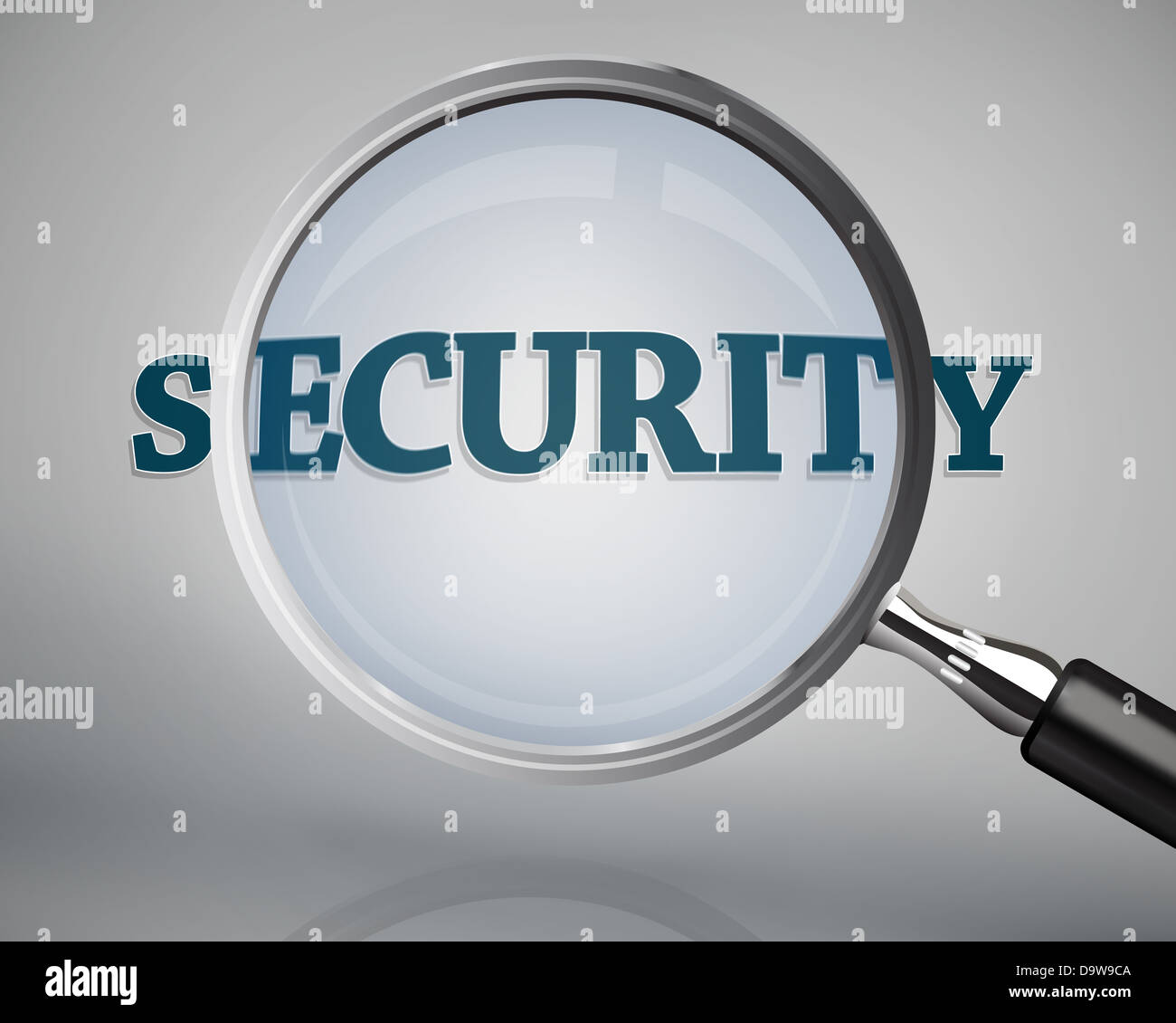 Magnifying glass showing security word Stock Photo