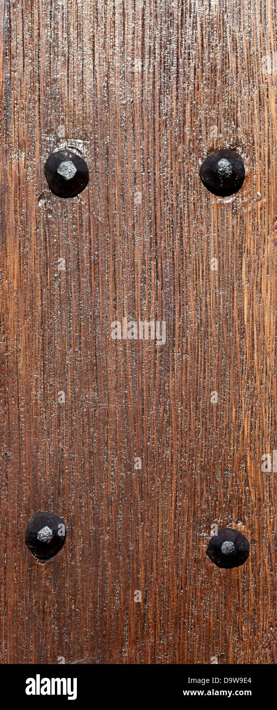 Wooden wall texture, brown wood with rivets background Stock Photo Alamy