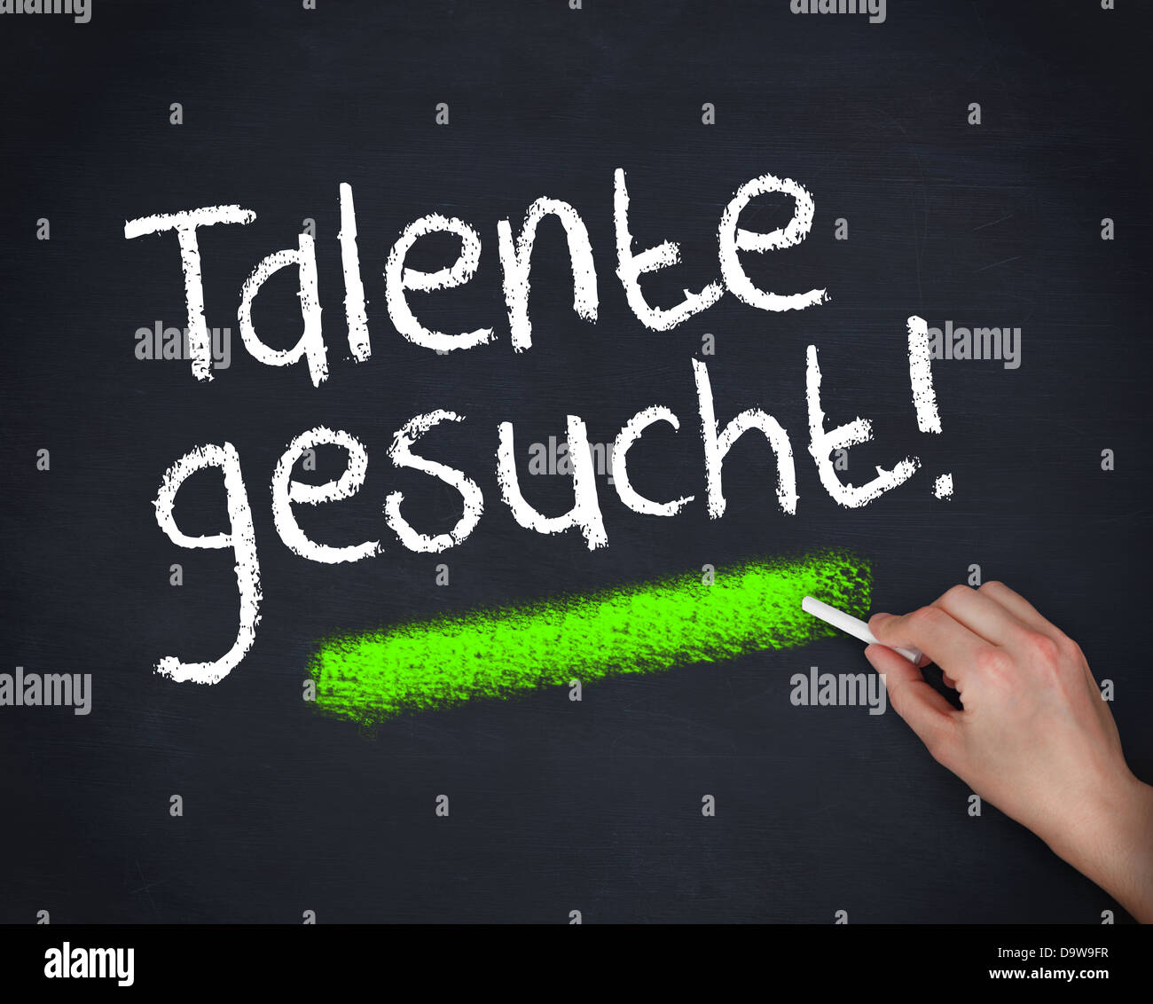 Man writing talente gesucht Stock Photo