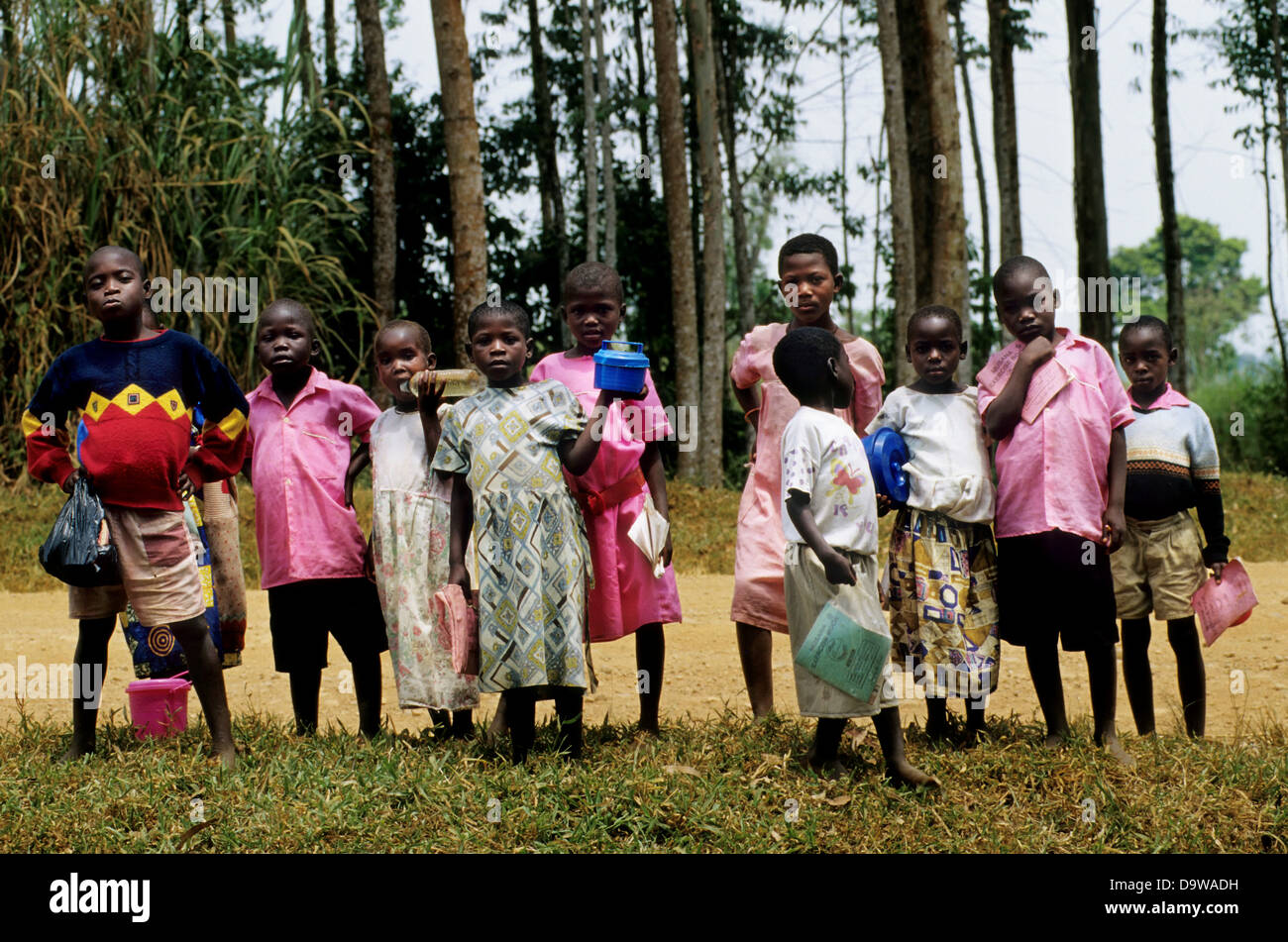 Uganda, Near Fort Portal, Schoolchildren In Uniform Stock Photo - Alamy