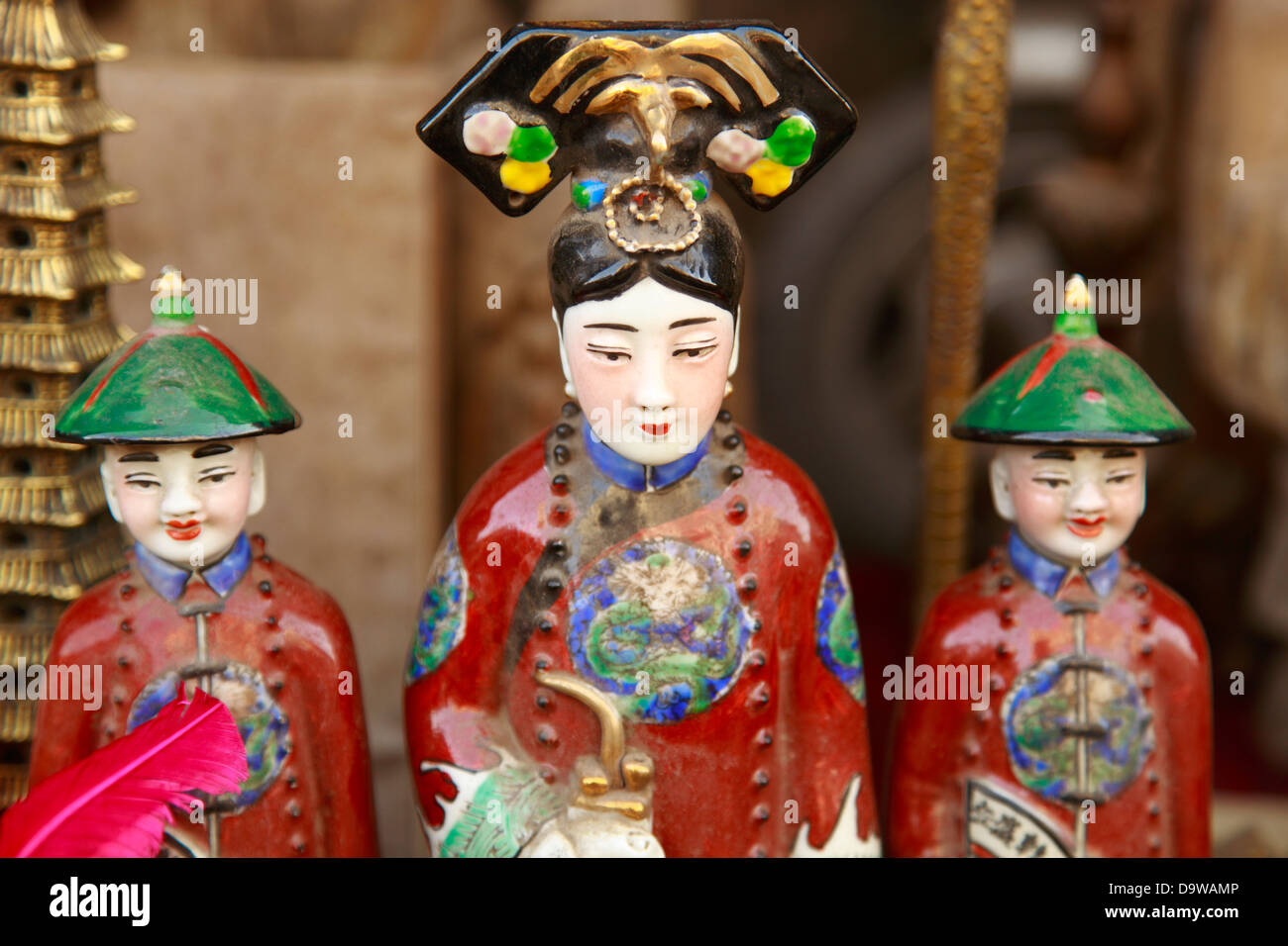 China, Shanxi Province, Pingyao County, Pingyao Ancient City, Chinese Character Dolls Stock Photo