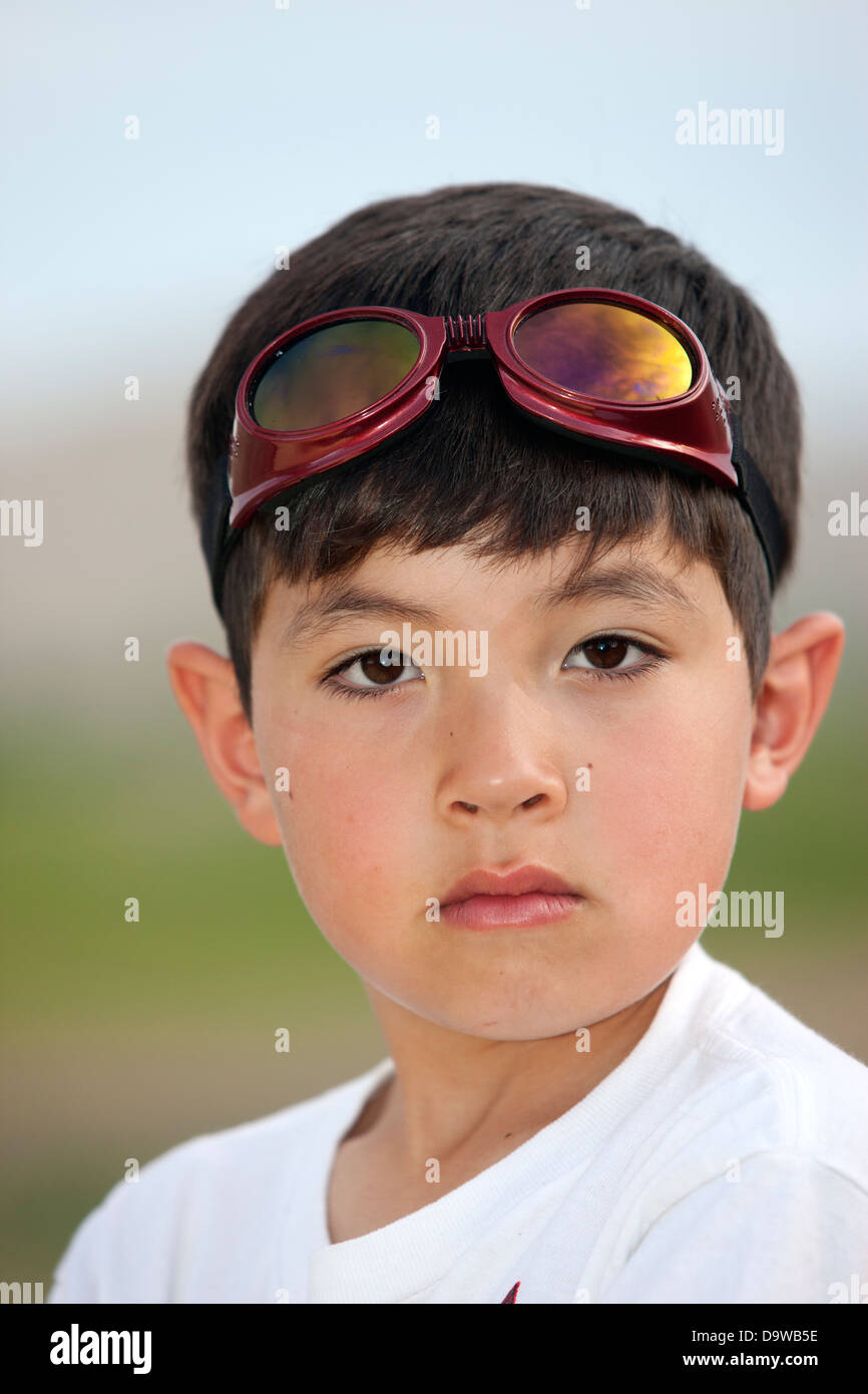Portrait of boy with goggles Stock Photo Alamy