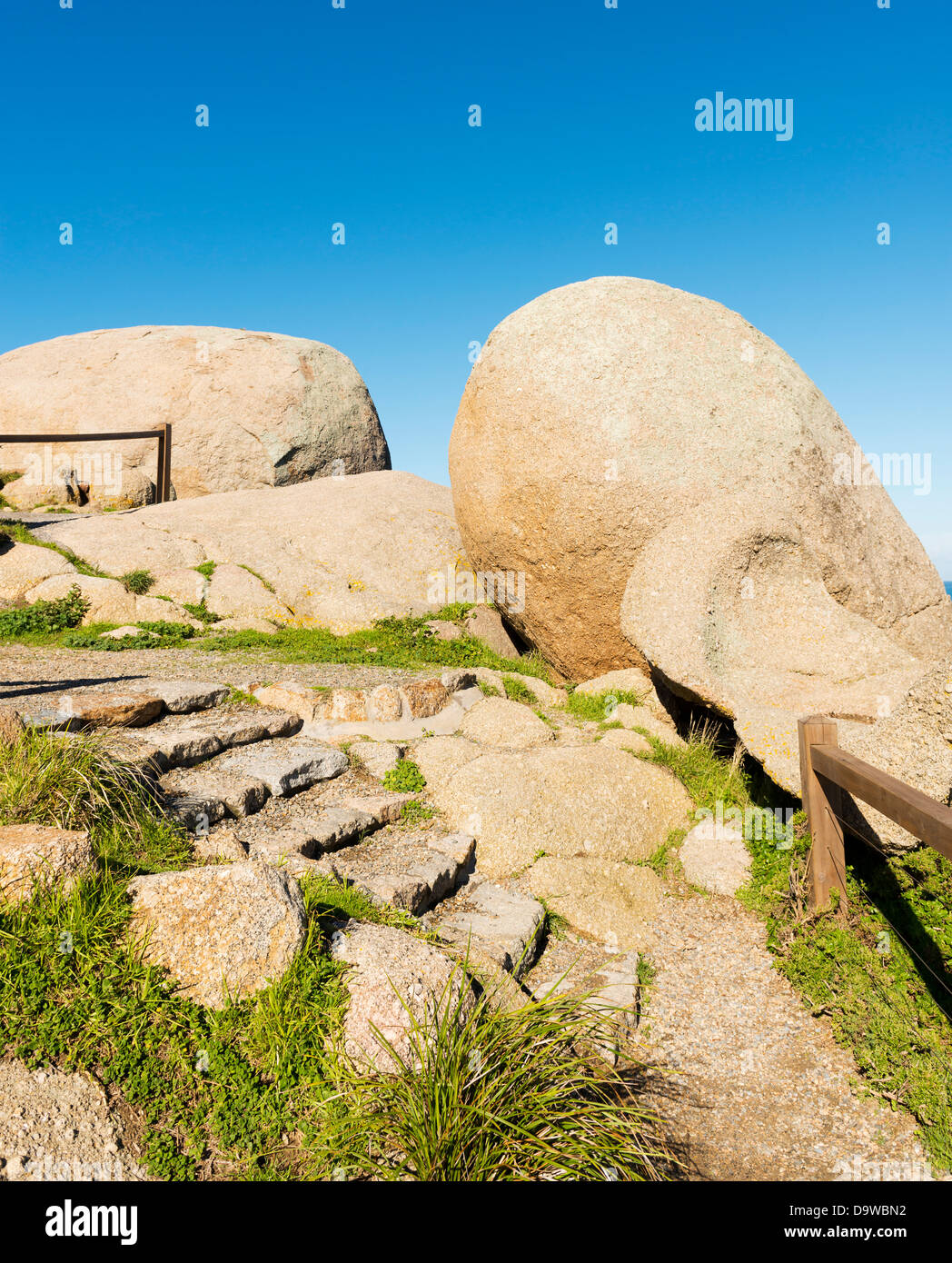 Unusual rock formations on Granite Island, South Australia create a