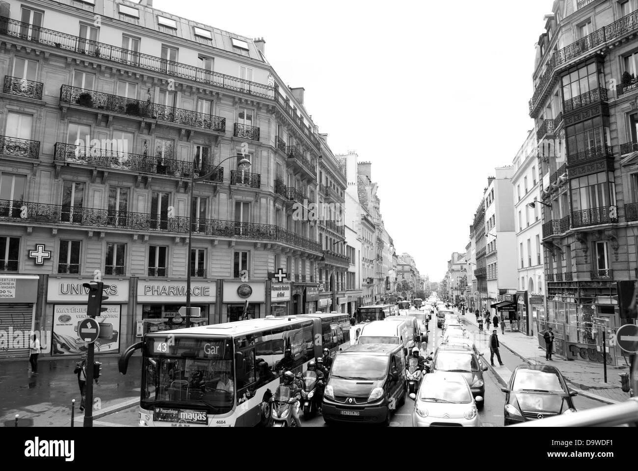 Traffic jam in central Paris, France. Stock Photo