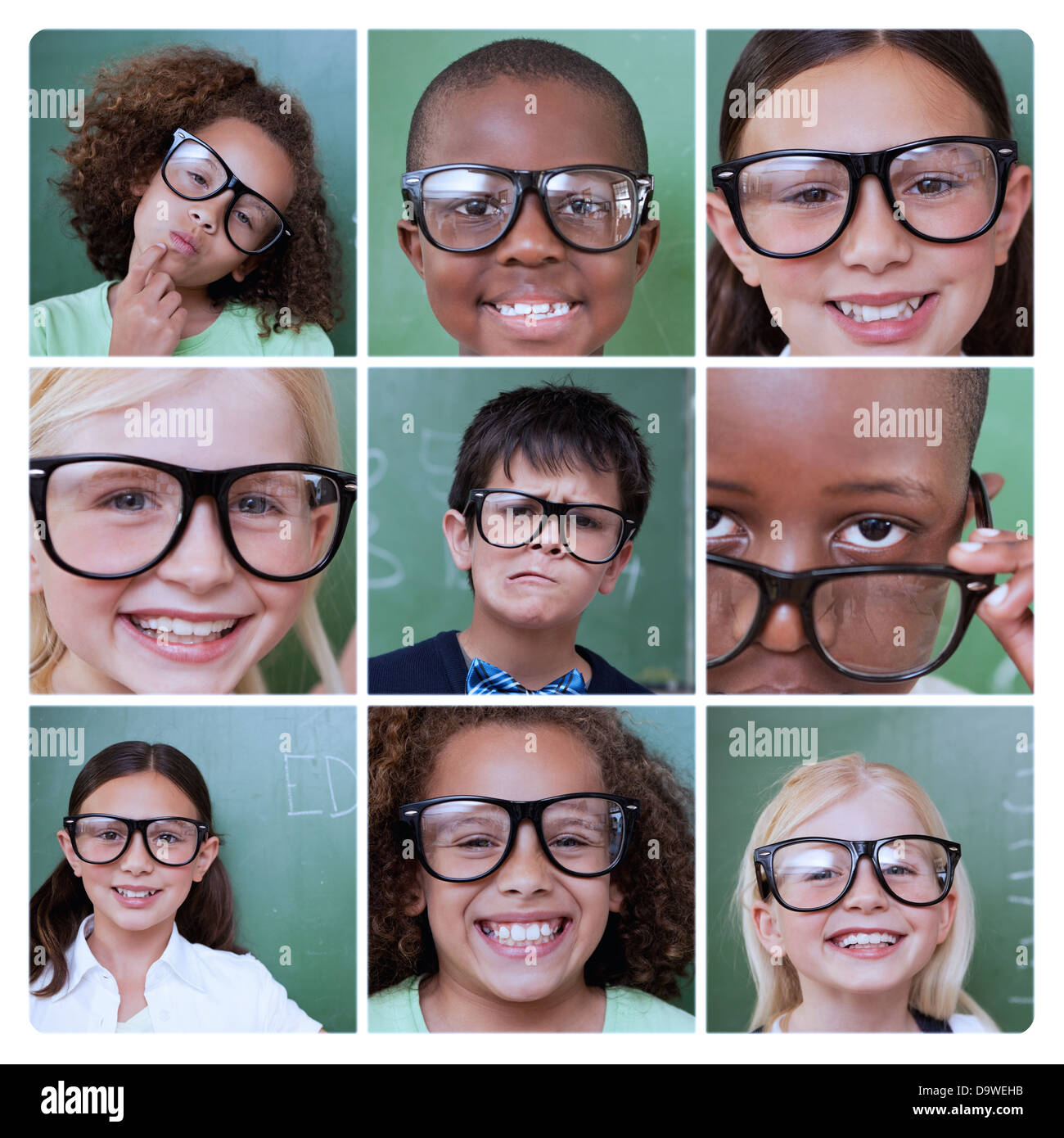 Collage of smiling pupils Stock Photo