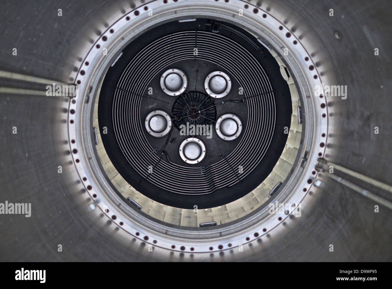 Switzerland, Geneva, Big European Bubble Chamber (BEBC) filled with 30 cubic meters of liquefied gas, CERN Stock Photo