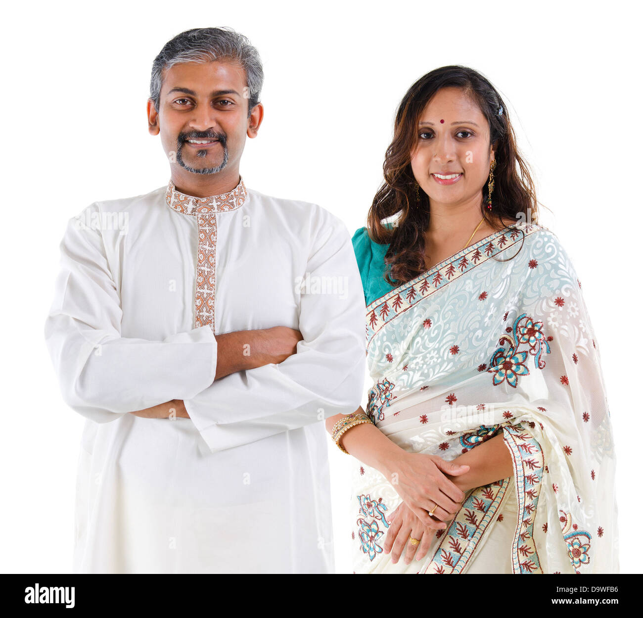 Indian couple. Portrait of mid age beautiful Indian family in