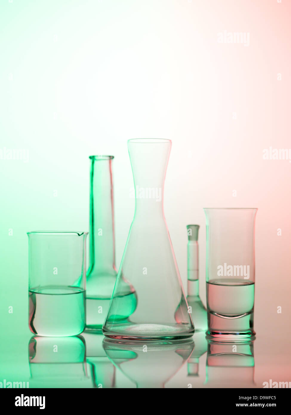 frontal view of different types of glass containers used in the