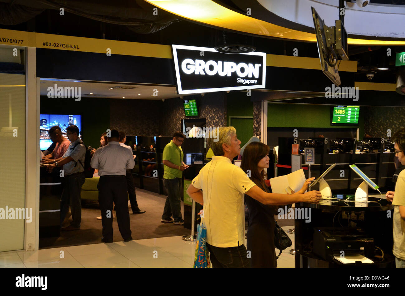 Groupon shop counter Suntec City Singapore Stock Photo Alamy