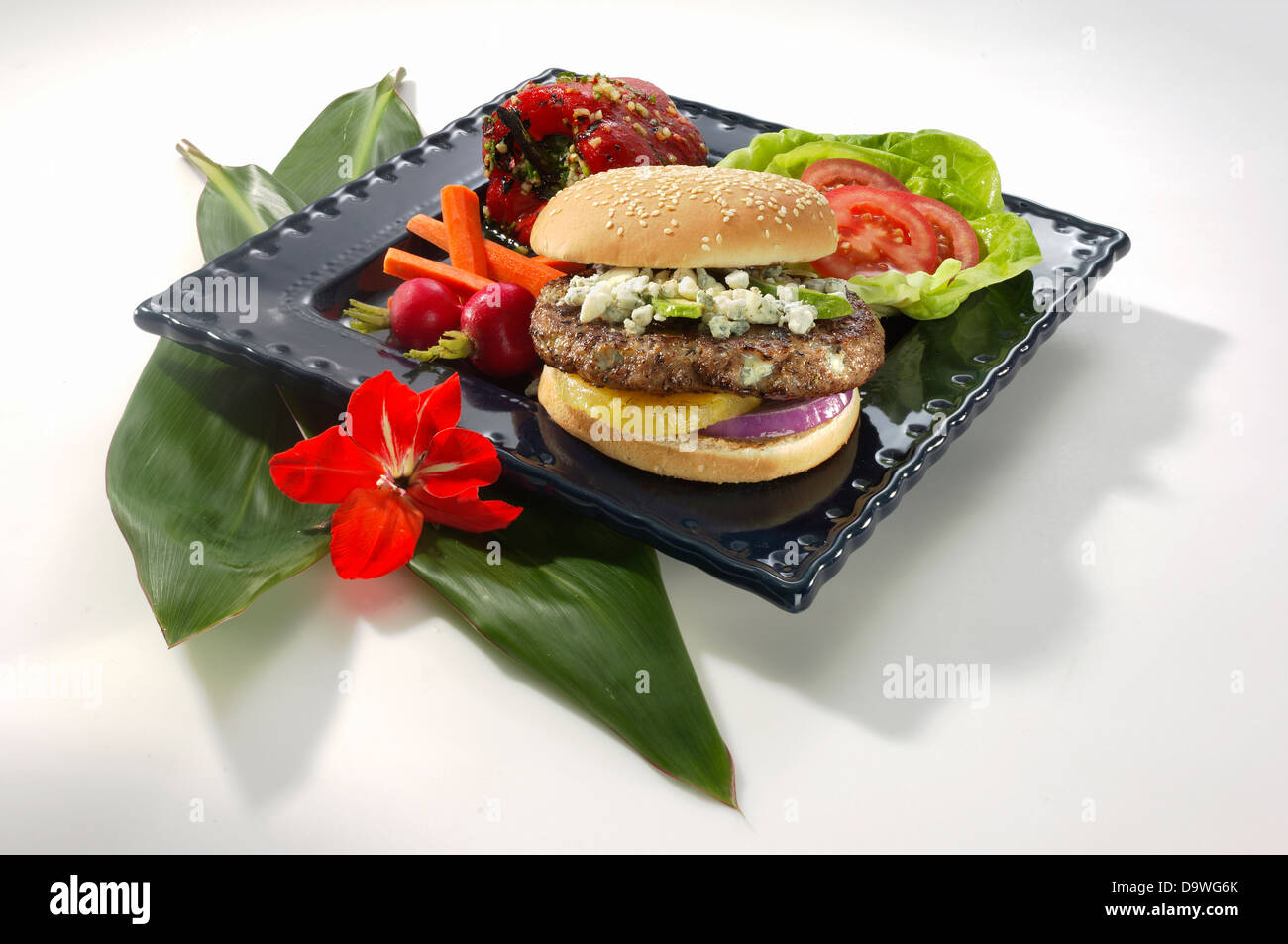 hawiian cheeseburger Stock Photo
