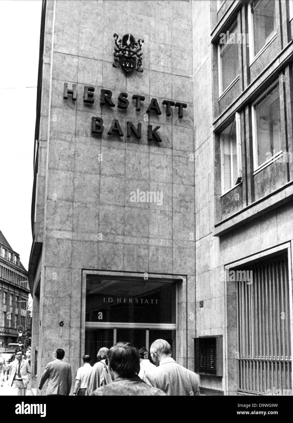 View of the Herstatt Bank building in Cologne, photographed in 1974. Stock Photo