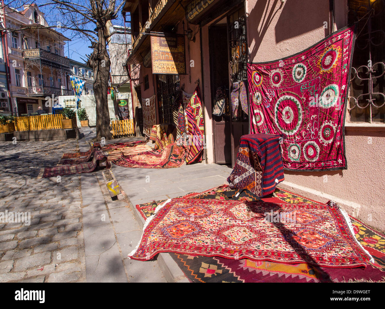 Rug store in downtown of Tbilisi, Stock Photo Alamy