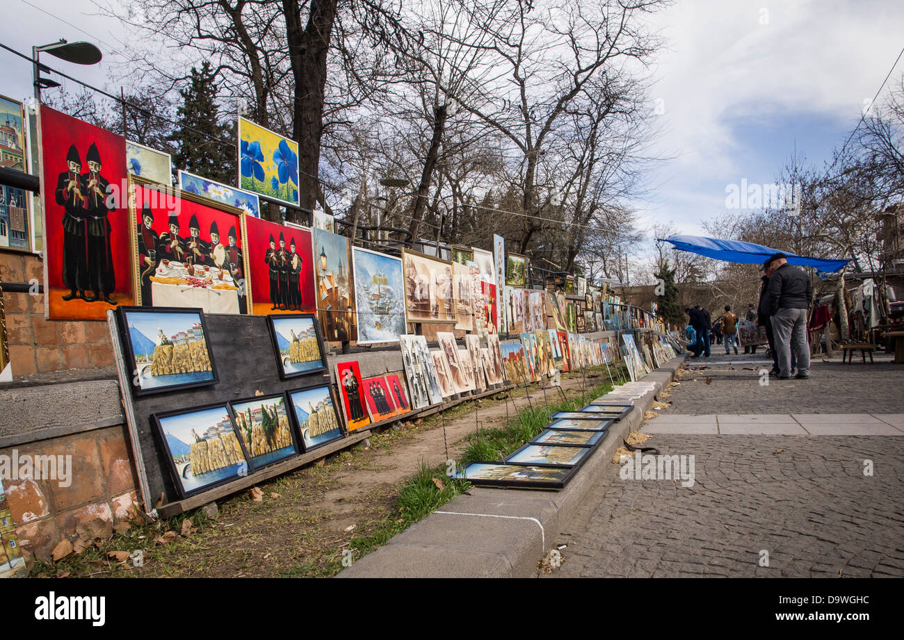 Dry Bridge Market in downtown of Tbilisi, Stock Photo Alamy