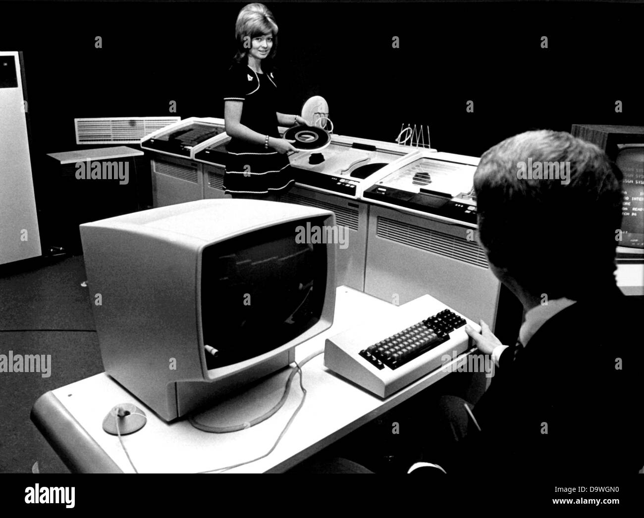 A computer system of the fourth generation for the world market was developed in Böblingen in 1972 and introduced to the public on the 16th of November in 1972. Stock Photo
