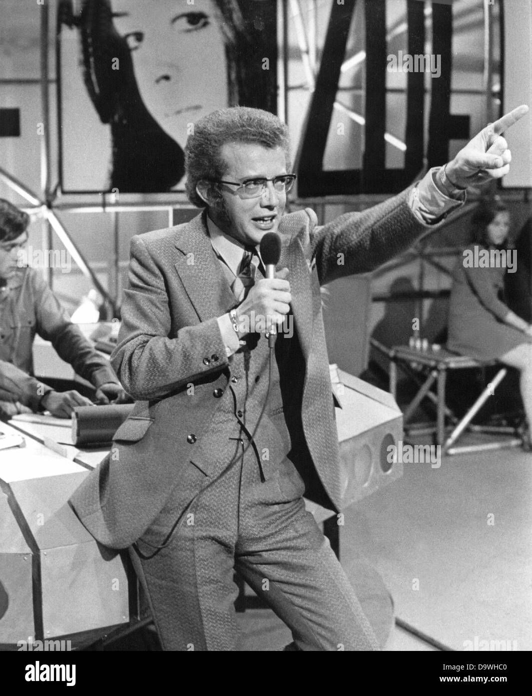 Dieter Thomas Heck presents the ZDF Hitparade in Berlin on the 14th of October in 1970. Stock Photo