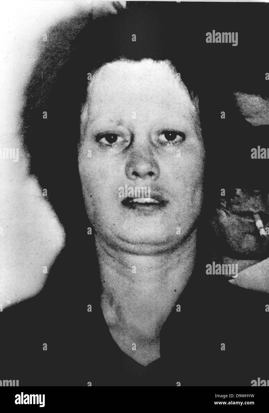 Police photograph of presumed RAF terrorist Ulrike Meinhof, who was arrested in Hannover shortly before. Photographed on the 18th of June in 1972. Stock Photo